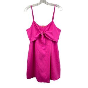 Glam Womens Sleeveless Knotted Front Romper Pink Size Large Spaghetti Straps